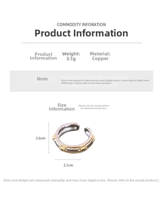 Detailed specs of the oval copper ring showing 3.1g weight and 2.6cm x 2.1cm dimensions