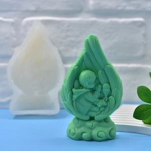 Angel Baby In Wings Silicone Mold Praying Boy Feather Shape For DIY Handmade Soap Candle Fondant Cake Decorating