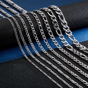 Collier Chaîne Figaro Acier Inoxydable 316L Poli Style Hip Hop Bijoux Unisexe Ton Argent