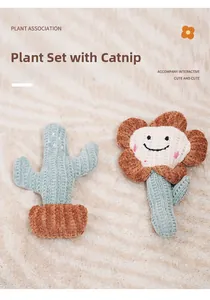 Detailed view of cactus and sunflower cat toys made of soft corduroy with catnip