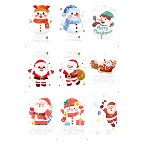 Christmas static window decals set with Santa, reindeer and snowman for festive glass decor