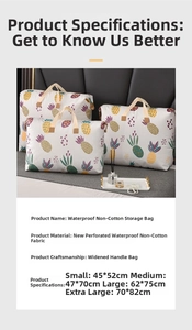 Waterproof non-woven storage bags with pineapple print in four different sizes