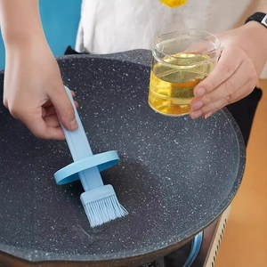 Pinceau à huile en silicone bleu résistant à la chaleur avec protection anti-goutte