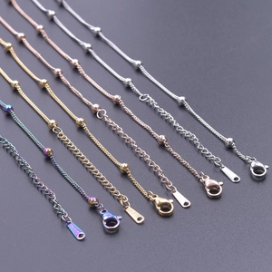 Five 1.5mm stainless steel bead chains in gold, silver, and rose gold with lobster clasps