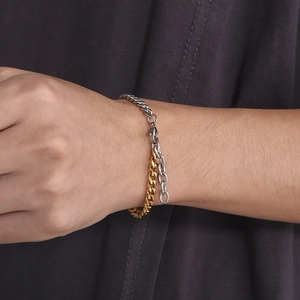 Dual-tone gold and silver Cuban chain link bracelet for a modern minimalist jewelry look