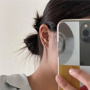 Minimalist 925 sterling silver geometric bead earring with twisted rope texture