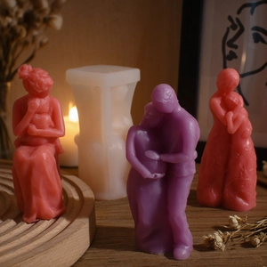 Artistic mother and couple candle silicone molds with finished scented portrait wax figures