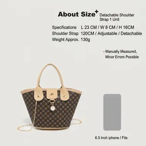 Sac seau à imprimé animal chic avec pendentif perle et bandoulière chaîne réglable