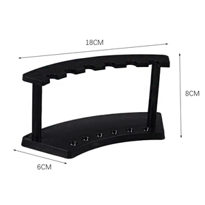 6-hole black acrylic display stand for pens and makeup brushes, size 18x6x8cm
