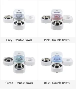 Dispensador de agua automático para mascotas con cuencos dobles de acero inoxidable en 4 colores