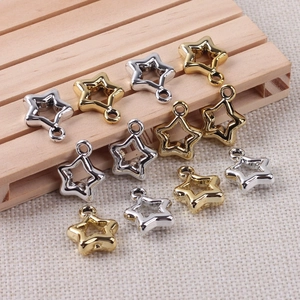 Hollow pentagram star pendants in gold and silver finish for DIY jewelry crafts