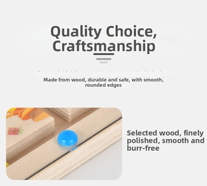 Close-up of smooth polished wood edges and burr-free finish on the magnetic maze toy