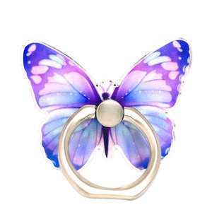 Cute butterfly phone ring holder with purple gradient acrylic and starry texture