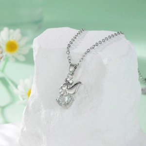 Cute Squirrel Pendant Necklace Stainless Steel Clavicle Chain With Sparkling Cubic Zirconia Fashion Jewelry For Women
