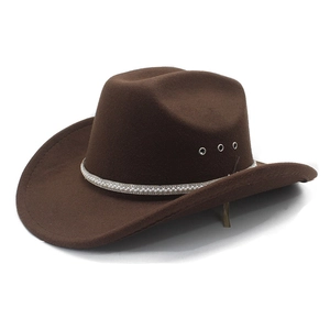 Classic dark brown western cowboy hat with pearl rhinestone band and silver eyelets