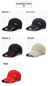 Collection of casual cotton baseball caps in black, navy, khaki, and red colors