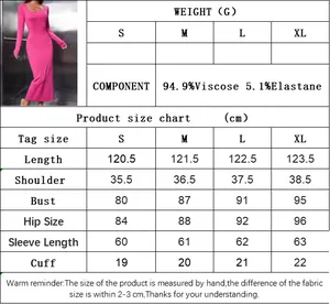 Tabla de tallas detallada y composición de materiales del vestido ajustado
