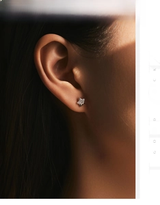 Macro shot of 925 sterling silver star stud earrings with pave-set sparkling zircons