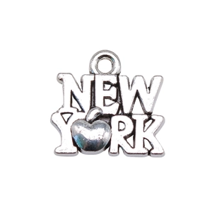 Antique silver New York apple pendant charm for DIY jewelry making accessories