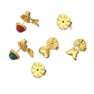 Golden heart and butterfly stainless steel earring posts and backs for DIY jewelry