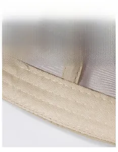 Detail of baseball cap showing wide sweatband and gray breathable mesh lining