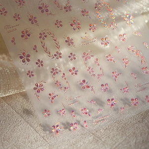 Nail Art Stickers Embossed Floral Pattern Bronzing Self Adhesive Tulip Cherry Blossom Elegant Decor For Women Girls