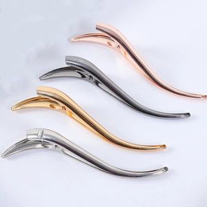S-shaped 13.2cm brushed metal hair clips in rose gold, gunmetal, gold and silver