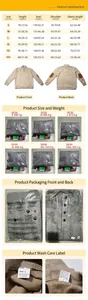 Detailed size guide and washing instructions for men's jacquard polo shirt and sweatshirt