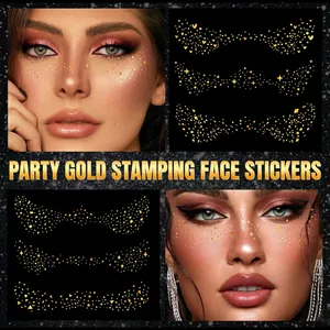 Face Temporary Tattoo Stickers Gold Stamping Metallic Freckles For Masquerade Party Celestial Star Moon Patterns Beauty Makeup Decoration