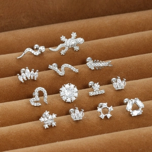 Micro Pave Cubic Zirconia Cartilage Stud Earrings Stainless Steel Tiny Helix Tragus Piercing Jewelry For Women