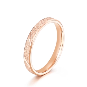 Stainless Steel Ring Frosted Sandblasted Texture Diagonal Grooves Simple Fashion Finger Jewelry Unisex Minimalist Accessory
