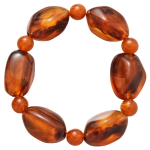 Vintage amber acrylic irregular beaded bracelet with polished round and oval beads