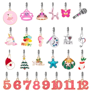 Enamel Alloy Charms For DIY Bracelet Necklace Jewelry Making Cartoon Animals Christmas Numbers Pendants