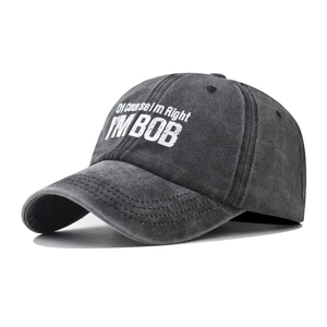 Casquette De Baseball En Coton Lavé Distressed Rétro Ajustable Brodé I'M BOB Chapeau Soleil Extérieur Hommes Femmes