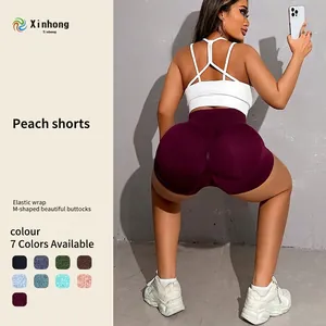 Pantaloncini da Yoga Senza Cuciture a Vita Alta da Donna Nylon Elastan Scrunch Sollevamento Glutei Fitness Palestra Atletica
