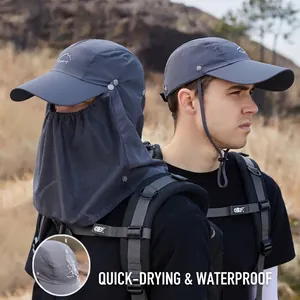 Sun Hat With Removable Face Mask Neck Flap Nylon Waterproof Quick Dry Outdoor Hiking Fishing Baseball Cap Unisex