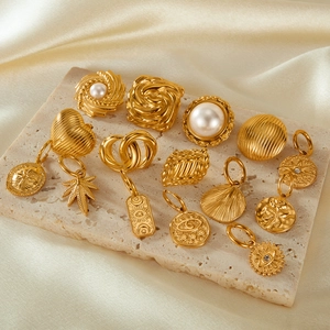Collection of luxury gold-plated stainless steel earrings with pearls and vintage charms