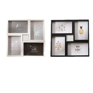 Nordic combined multi-photo frame set with four frames in black and white finish