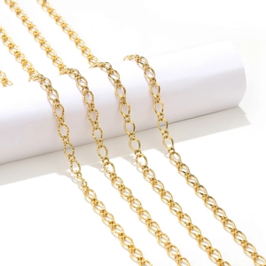Stainless Steel Curb Embossed Chain DIY Jewelry Making Accessory Textured Link For Necklace Bracelet