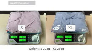 Detailed weight chart for the backless puff dress showing S 203g and XL 236g measurements