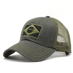 Men Women Mesh Baseball Cap Cotton Breathable Trucker Hat Brazil USA Flag Embroidery Outdoor Sport Sunshade Adjustable