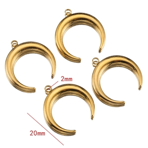 Set of four 18k gold plated stainless steel crescent moon pendants measuring 20mm x 2mm