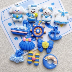 Nautical theme resin charms set with sailor animals and sea elements for DIY crafts