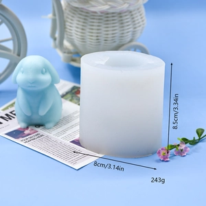 3D cute rabbit silicone mold for DIY aromatherapy candles and handmade soap making