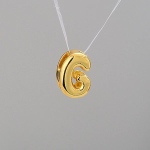 Polished gold bubble letter G pendant for DIY necklaces with a shiny metallic finish