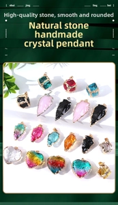 Detailed collection of crystal pendants in heart and arrow shapes with gold plating