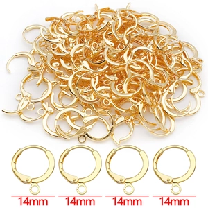 Detail of 14mm gold-plated French earring hooks for DIY jewelry making