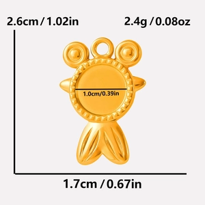 Detailed view of 18K gold plated goldfish pendant showing size 2.6cm and weight 2.4g