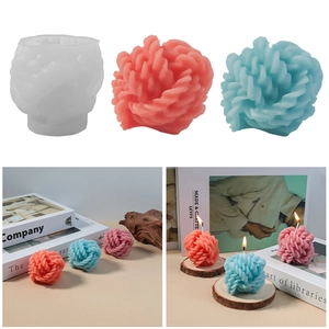Molde De Silicona Para Hacer Velas DIY Forma De Bola De Lana Flor Jabón Yeso Suministros Decoración Del Hogar