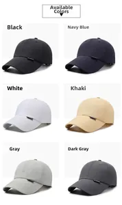 Six colors of breathable summer baseball caps including black, navy, white, khaki, and grey